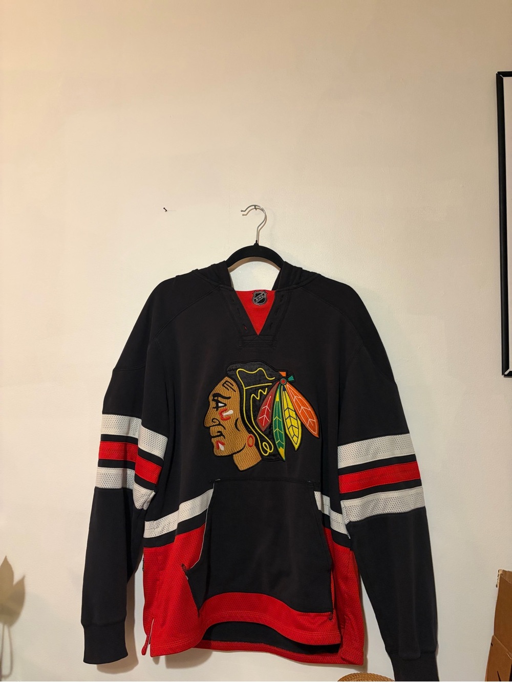 CCM Black Chicago Blackhawks Pullover Jersey with Red & White Accents